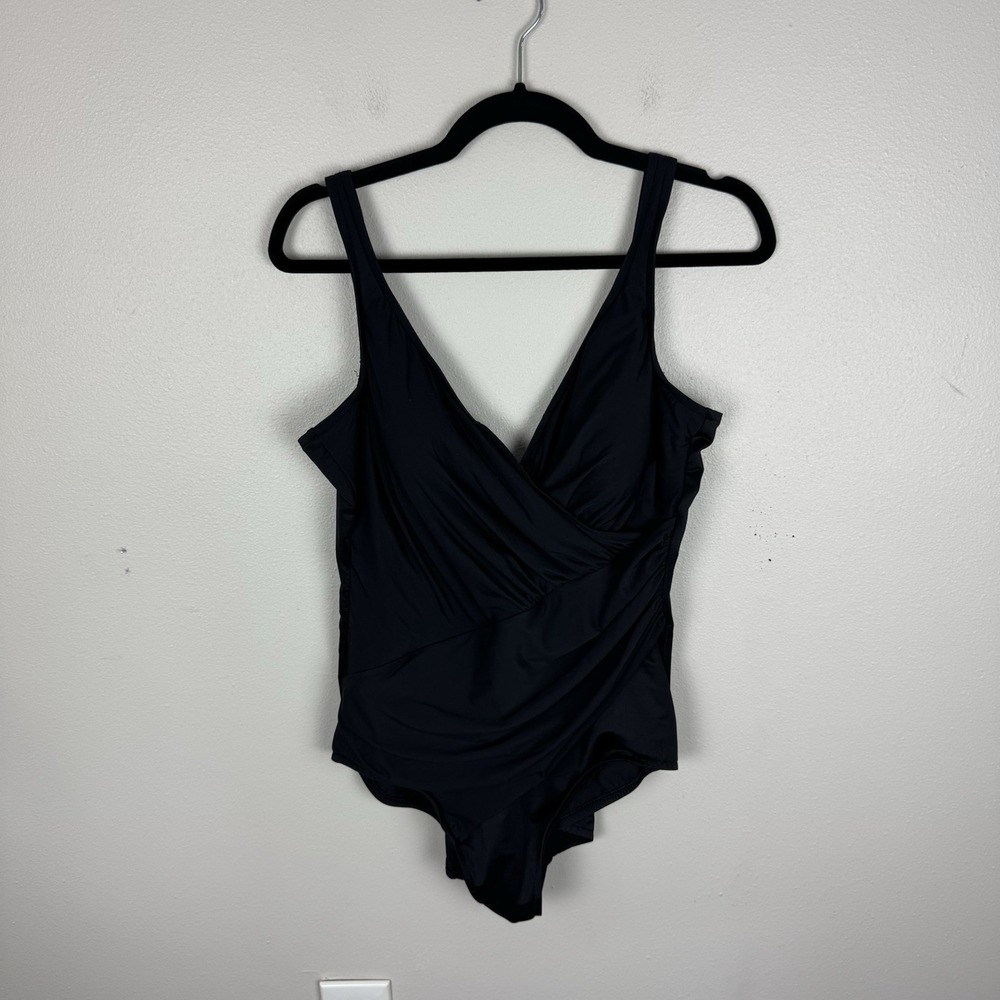 Miraclesuit Black Oceanus One Piece Swimsuit Plus Size 18 Draped Tummy Control